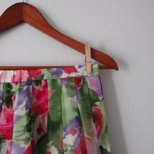 Vintage 100% Silk Floral Maxi Skirt - Maggy London